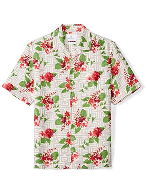 Amazon Brand - 28 Palms Men's Relaxed-Fit Silk/Linen Tropical Hawaiian Shirt