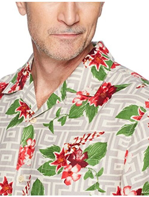 Amazon Brand - 28 Palms Men's Relaxed-Fit Silk/Linen Tropical Hawaiian Shirt