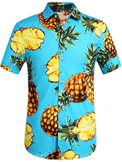 SSLR Men's Pineapple Casual Button Down Short Sleeve Hawaiian Shirt