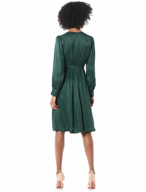 Calvin Klein Women's Long Sleeve V-Neck Dress with Seamed Waist