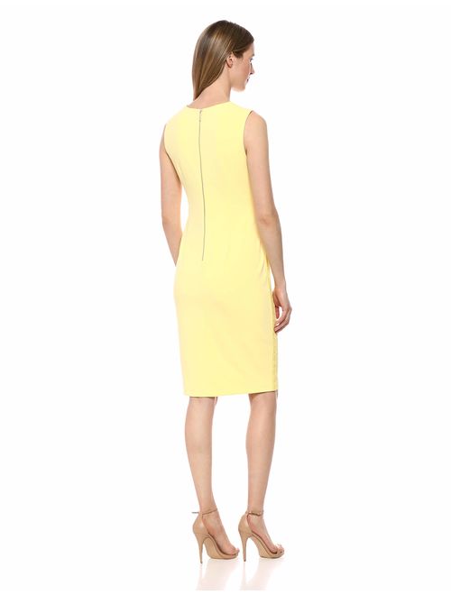 Calvin Klein Women's Round Neck Sheath with Novelty Logo Side Trim Dress