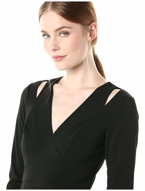 Calvin Klein Women's Long Sleeve V-Neck Gown with Cut Out Shoulders
