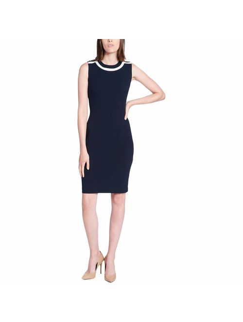 Tommy Hilfiger Women's Scuba Crepe Sheath with Shoulder Taping