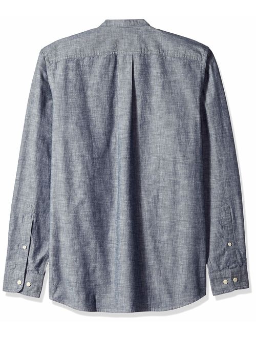Amazon Brand - Goodthreads Men's Standard-Fit Long-Sleeve Band-Collar Chambray Shirt
