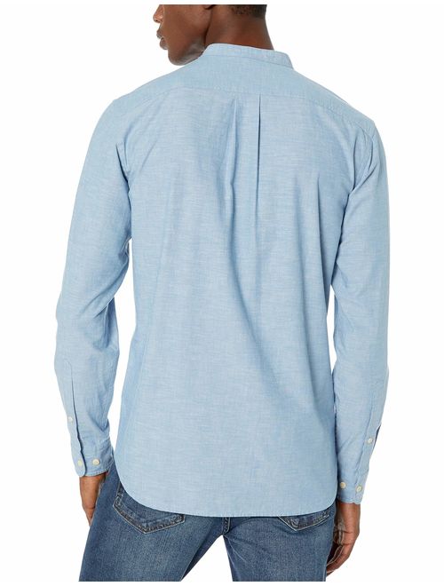 Amazon Brand - Goodthreads Men's Standard-Fit Long-Sleeve Band-Collar Chambray Shirt