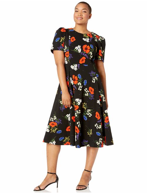 Calvin Klein Women's Plus Size Short Sleeve A-line Midi Dress