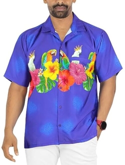 LA LEELA Men's Hawaiian Shirt Beach Button Down Short-Sleeve Front Pocket Shirt