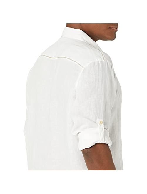 Margaritaville Men's Long Sleeve Garment Dyed Linen Shirt