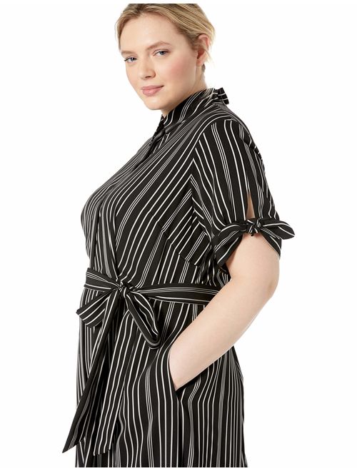 Calvin Klein Women's Plus Size Three Quarter Sleeved Maxi Shirt Dress