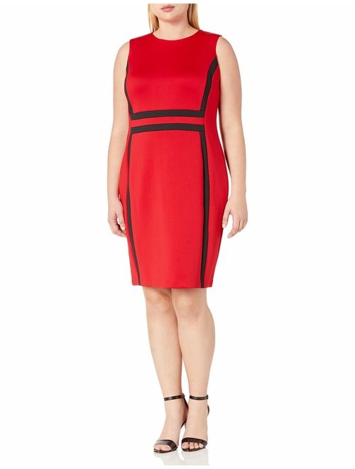 Calvin Klein Women's Plus Size Sleeveless Color Block Sheath Dress