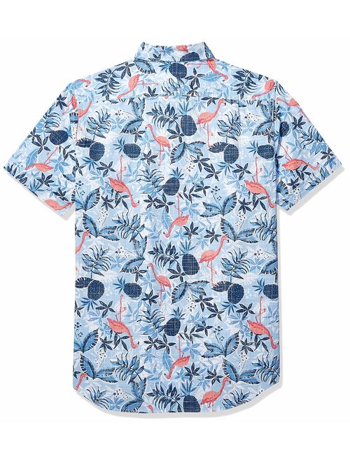 IZOD Men's Saltwater Dockside Chambray Short Sleeve Button Down Patterned Shirt, Blue Revival Legacy, XX-Large