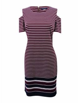 Women's Striped Cold-Shoulder Sheath Dress