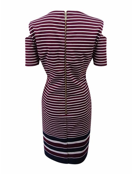 Tommy Hilfiger Women's Striped Cold-Shoulder Sheath Dress