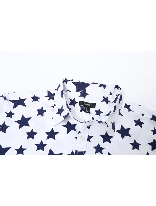 NUTEXROL Men's Premium Polka Dot Print Casual Shirt Short Sleeve Cotton Shirts