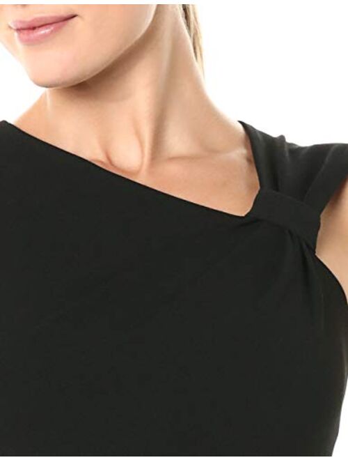 Calvin Klein Women's Sleeveless Sheath with Asymmetrical Knot Neckline
