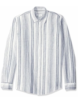 Men's Slim-Fit Long-Sleeve Linen Cotton Shirt