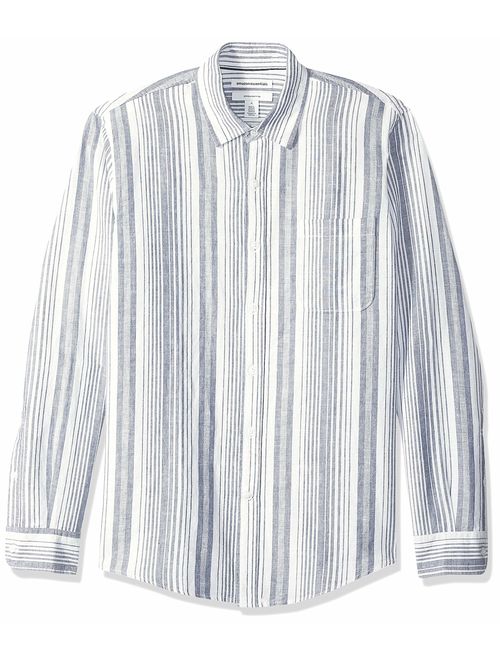 Amazon Essentials Men's Slim-Fit Long-Sleeve Linen Cotton Shirt
