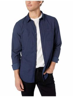 Jeans Men's Herringbone Military Long Sleeve Button Down Shirt