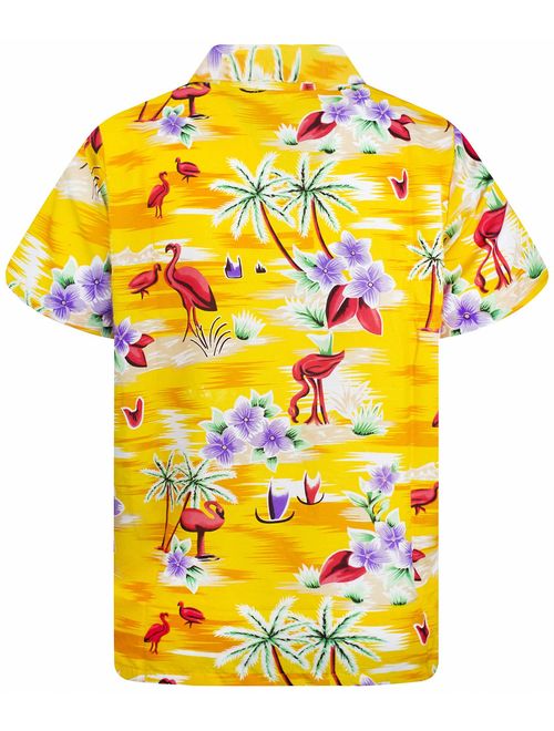 Hawaiian Shirt for Men Funky Casual Button Down Very Loud Short Sleeve Unisex Flamingos