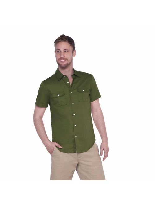 TAYLRD Short Sleeve Button Down | Slim Fit | Easy Care | Machine Washable | 100% Cotton (More Size & Colors Available)