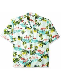 Pacific Legend Men's Flamingos Hawaiian Shirt