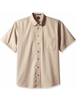 Harritton Men's Twill with Stain Release Short Sleeve Dress Shirt, Stone, X
