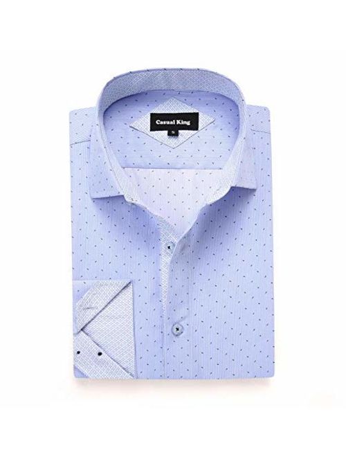 Casual King Mens Printed Dress Shirts Wrinkle Free Regular-Fit Long-Sleeve Fashion Button Down Shirt