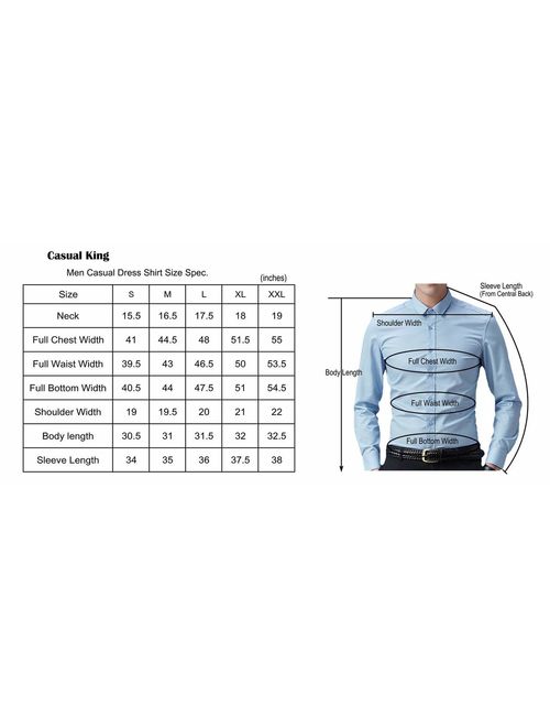 Casual King Mens Printed Dress Shirts Wrinkle Free Regular-Fit Long-Sleeve Fashion Button Down Shirt