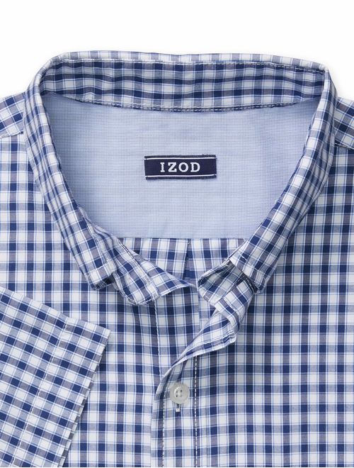 IZOD Men's Breeze Short Sleeve Button Down Gingham Shirt