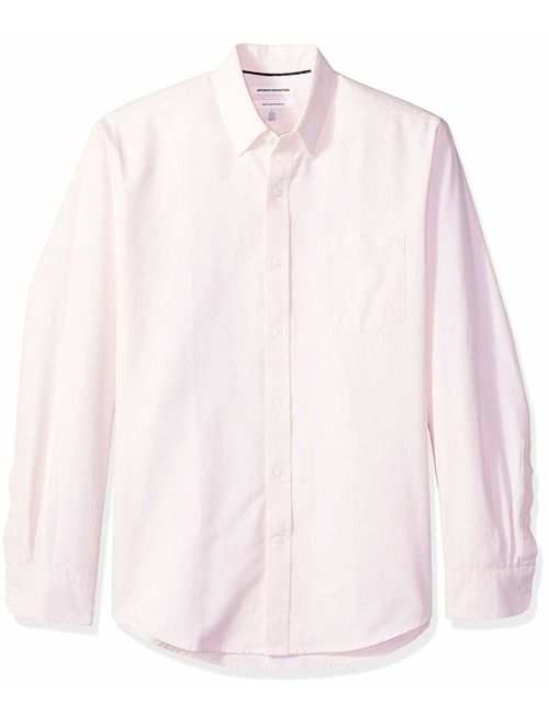Essentials Mens Regular-Fit Long-Sleeve Stripe Oxford Shirt 