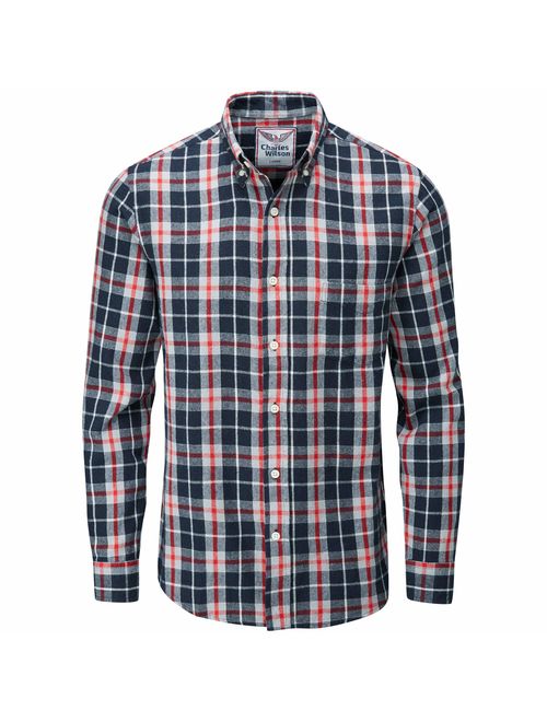 Charles Wilson Mens Long Sleeve Checked Flannel Shirt 