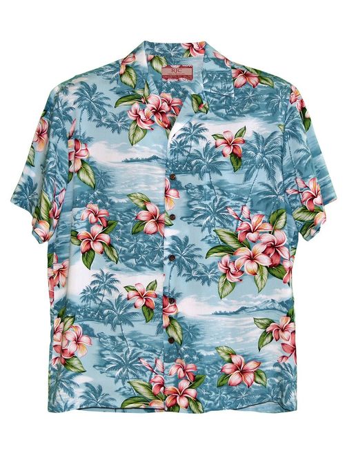 Robert J. Clancey RJC Men's Plumeria Shores Rayon Hawaiian Shirt