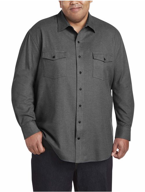 Amazon Essentials Men's Big and Tall Long-Sleeve Solid Flannel Shirt fit by DXL