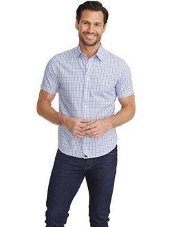 Dante Untucked Shirt for Men - Short Sleeve - Blue & Grey Check