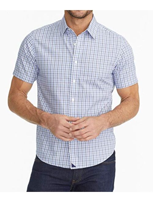 UNTUCKit Dante Untucked Shirt for Men - Short Sleeve - Blue & Grey Check