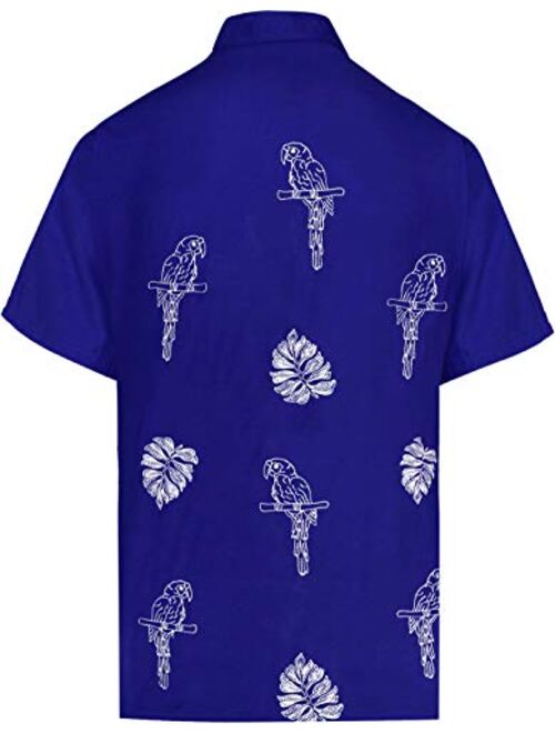 LA LEELA Men's Relaxed Beach Hawaiian Shirt for Boys Short Sleeves Embroidered