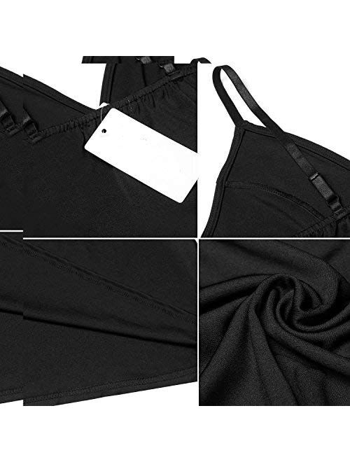 ELESOL Women Sexy Deep V-Neck Backless Spaghetti Strap Skater Dress