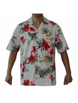 Make in Hawaii Men's Hibiscus Floral Cruise Luau Hawaiian Aloha Shirt