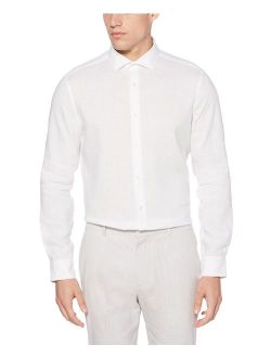 Men's Slim Fit Long Sleeve Solid Linen Shirt