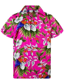 Hawaiian Shirt for Men Funky Casual Button Down Very Loud Shortsleeve Unisex Cherry Parrot