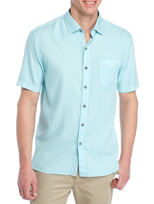 Tommy Bahama Short Sleeve Dobby Dylan Shirt (Graceful Sea, XL)