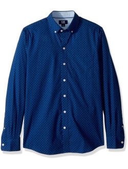 Cutter Men's Rowan Dot Print Spread Collar Long Sleeve Dress Shirt