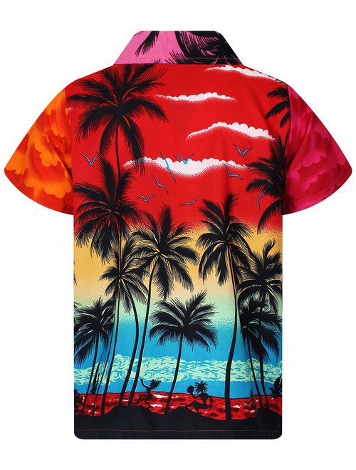 Funky Hawaiian Shirt for Men Short-Sleeve Front-Pocket Hawaiian-Print Every Shirt is a Unique Mix Beachdesigns