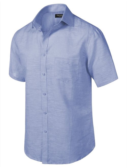 7 Encounter Men's Slim-Fit Linen Short Sleeve Shirt