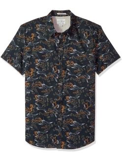 Men's Casual Short Sleeve Printed Button Down Shirt