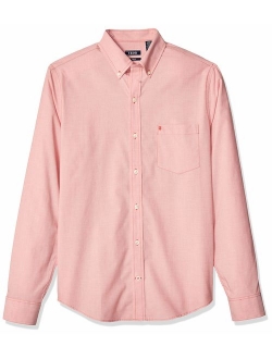 Men's Slim Button Down Long Sleeve Stretch Performance Solid Shirt