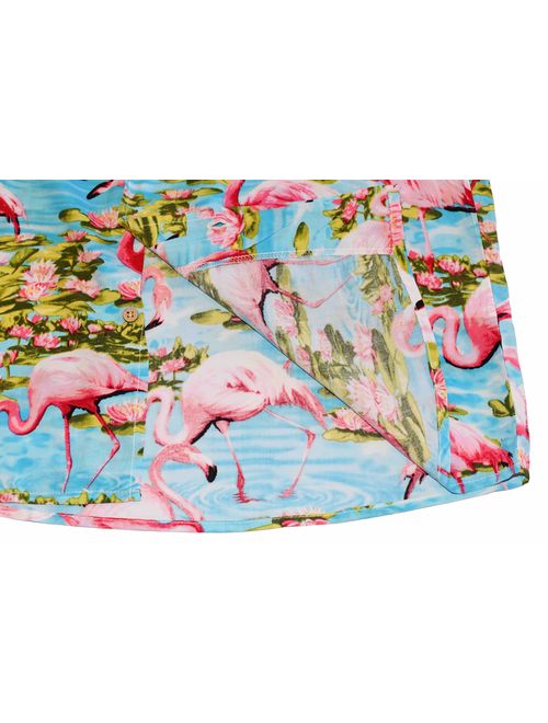 ISLAND STYLE CLOTHING Mens Hawaiian Shirts Flamingo Floral Tropical Party Prints