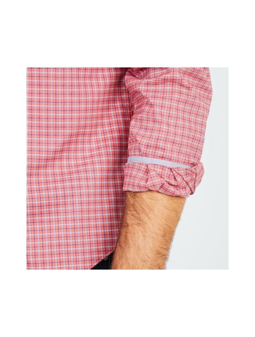 Nautica Men's Ls Wrinkle Resistant Stretch Poplin Plaid Button Down Shirt