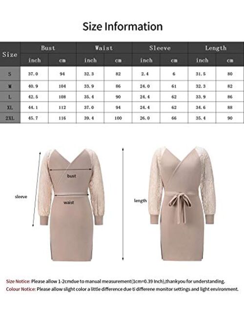 Sexyshine Women's Sexy Deep V-Neck Long Batwing Sleeve Backless Mini Slim Fit Bodycon Pencil Knit Sweater Dress with Belt