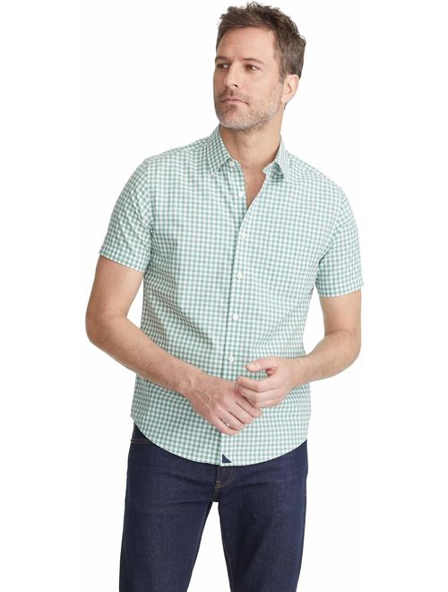 UNTUCKit Voss Untucked Shirt for Men - Short Sleeve - Green & White Gingham
